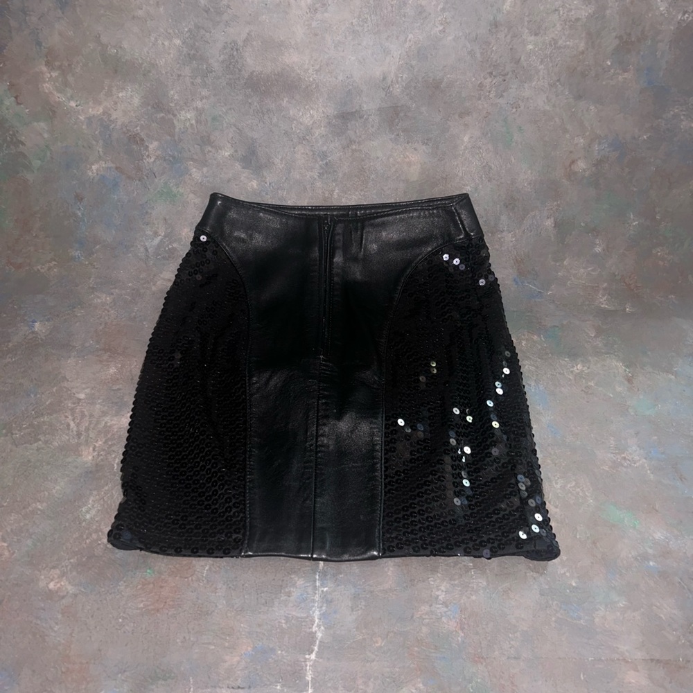 Elegant Black Sequin A-Line Skirt